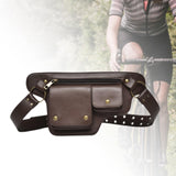 Maxbell Waist Pack Punk Style Hip Bag Wallet Waist Bag for Travel Fishing Hiking Brown