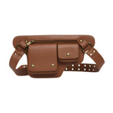 Maxbell Waist Pack Punk Style Hip Bag Wallet Waist Bag for Travel Fishing Hiking Light Brown