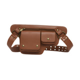 Maxbell Waist Pack Punk Style Hip Bag Wallet Waist Bag for Travel Fishing Hiking Light Brown