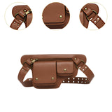 Maxbell Waist Pack Punk Style Hip Bag Wallet Waist Bag for Travel Fishing Hiking Light Brown