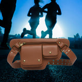 Maxbell Waist Pack Punk Style Hip Bag Wallet Waist Bag for Travel Fishing Hiking Light Brown