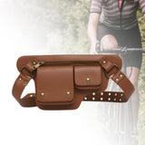 Maxbell Waist Pack Punk Style Hip Bag Wallet Waist Bag for Travel Fishing Hiking Light Brown