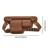 Maxbell Waist Pack Punk Style Hip Bag Wallet Waist Bag for Travel Fishing Hiking Light Brown