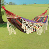 Maxbell Boho Hammock Macrame Hammock Outdoor Hammock for Picnic Patio Indoor Outdoor Red