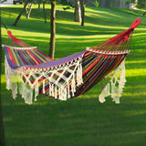 Maxbell Boho Hammock Macrame Hammock Outdoor Hammock for Picnic Patio Indoor Outdoor Red