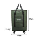 Maxbell Rolling Duffle Bag Storage Bag Waterproof Wheeled for Sports Weekend Camping green