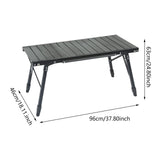 Maxbell Outdoor Folding Table Furniture Portable Igt Table for Fishing Picnic Garden Black 96x46x63cm