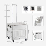 Maxbell Folding Shopping Cart Handcart Shopping Hand Truck for Home Travel Transport Gray 4 Wheels