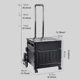 Maxbell Folding Shopping Cart Handcart Shopping Hand Truck for Home Travel Transport Black 8 Wheels