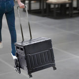 Maxbell Folding Shopping Cart Handcart Shopping Hand Truck for Home Travel Transport Black 8 Wheels