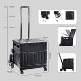 Maxbell Folding Shopping Cart Handcart Shopping Hand Truck for Home Travel Transport Black 8 Wheels