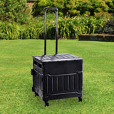 Maxbell Folding Shopping Cart Handcart Shopping Hand Truck for Home Travel Transport Black 4 Wheels