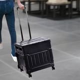 Maxbell Folding Shopping Cart Handcart Shopping Hand Truck for Home Travel Transport Black 4 Wheels