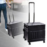 Maxbell Folding Shopping Cart Handcart Shopping Hand Truck for Home Travel Transport Black 4 Wheels