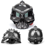 Maxbell Skull Motorcycle Helmet Impact Protection Half Helmet Breathable Bike Helmet M Gray