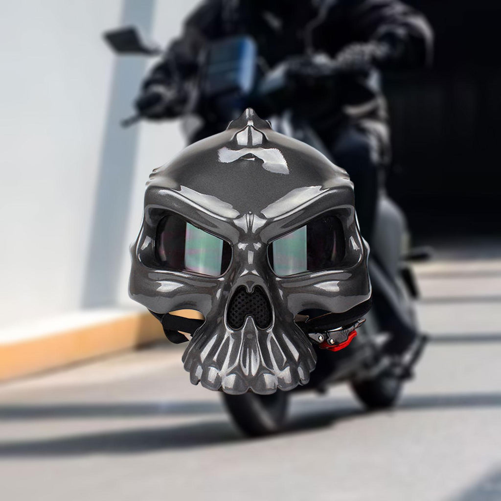 Maxbell Skull Motorcycle Helmet Impact Protection Half Helmet Breathable Bike Helmet XL Gray