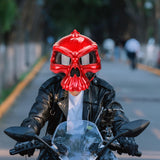 Maxbell Skull Motorcycle Helmet Impact Protection Half Helmet Breathable Bike Helmet XL Red