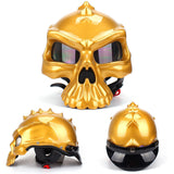 Maxbell Skull Motorcycle Helmet Impact Protection Half Helmet Breathable Bike Helmet M Gold