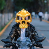 Maxbell Skull Motorcycle Helmet Impact Protection Half Helmet Breathable Bike Helmet M Gold