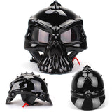 Maxbell Skull Motorcycle Helmet Impact Protection Half Helmet Breathable Bike Helmet XL Glossy black