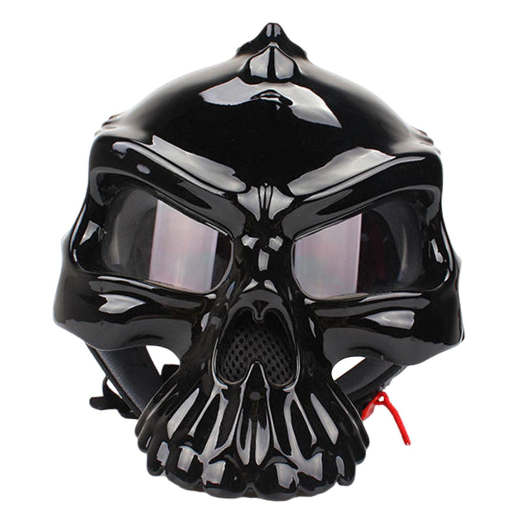 Maxbell Skull Motorcycle Helmet Impact Protection Half Helmet Breathable Bike Helmet XL Glossy black
