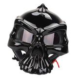 Maxbell Skull Motorcycle Helmet Impact Protection Half Helmet Breathable Bike Helmet XL Glossy black