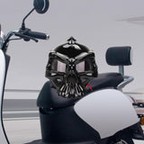 Maxbell Skull Motorcycle Helmet Impact Protection Half Helmet Breathable Bike Helmet XL Glossy black