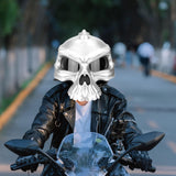 Maxbell Skull Motorcycle Helmet Impact Protection Half Helmet Breathable Bike Helmet L Argent