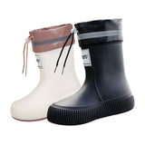 Maxbell Rain Boots for Women Wellies Fashion Garden Boots for Fishing Outside Travel Beige