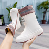 Maxbell Rain Boots for Women Wellies Fashion Garden Boots for Fishing Outside Travel Beige