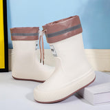 Maxbell Rain Boots for Women Wellies Fashion Garden Boots for Fishing Outside Travel Beige