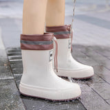 Maxbell Rain Boots for Women Wellies Fashion Garden Boots for Fishing Outside Travel Beige