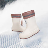 Maxbell Rain Boots for Women Wellies Fashion Garden Boots for Fishing Outside Travel Beige