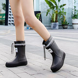 Maxbell Rain Boots for Women Wellies Fashion Garden Boots for Fishing Outside Travel Black