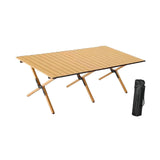 Maxbell Camping Folding Table Compact Foldable Picnic Table for Hiking Beach Kitchen wood color