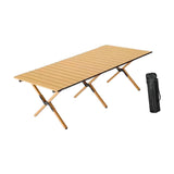 Maxbell Camping Folding Table Compact Foldable Picnic Table for Hiking Beach Kitchen wood color