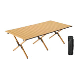 Maxbell Camping Folding Table Compact Foldable Picnic Table for Hiking Beach Kitchen wood color
