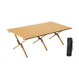 Maxbell Camping Folding Table Compact Foldable Picnic Table for Hiking Beach Kitchen wood color