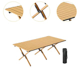 Maxbell Camping Folding Table Compact Foldable Picnic Table for Hiking Beach Kitchen wood color