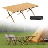 Maxbell Camping Folding Table Compact Foldable Picnic Table for Hiking Beach Kitchen wood color