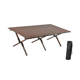 Maxbell Camping Folding Table Compact Foldable Picnic Table for Hiking Beach Kitchen walnut color