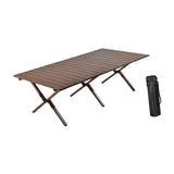 Maxbell Camping Folding Table Compact Foldable Picnic Table for Hiking Beach Kitchen walnut color