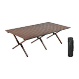 Maxbell Camping Folding Table Compact Foldable Picnic Table for Hiking Beach Kitchen walnut color