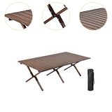Maxbell Camping Folding Table Compact Foldable Picnic Table for Hiking Beach Kitchen walnut color