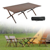 Maxbell Camping Folding Table Compact Foldable Picnic Table for Hiking Beach Kitchen walnut color