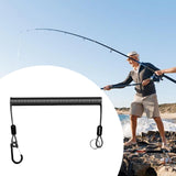 Maxbell Fishing Lanyard Wire Spring Cord Strap Retractable Safety Spring Coiled Rope Stretched 200cm