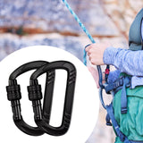 Maxbell Locking Carabiner Clip D Lock for Dog Leash Fishing Traveling Black