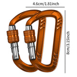 Maxbell Locking Carabiner Clip D Lock for Dog Leash Fishing Traveling Orange