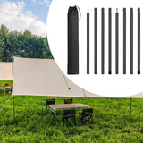 8Pcs Tent Poles for Tarp Iron for Backpacking Awning Canopy Rain Shelter Black 57.5cmx2.5 cm