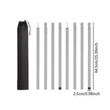 8Pcs Tent Poles for Tarp Iron for Backpacking Awning Canopy Rain Shelter Silver 64.5 cmx2.5cm